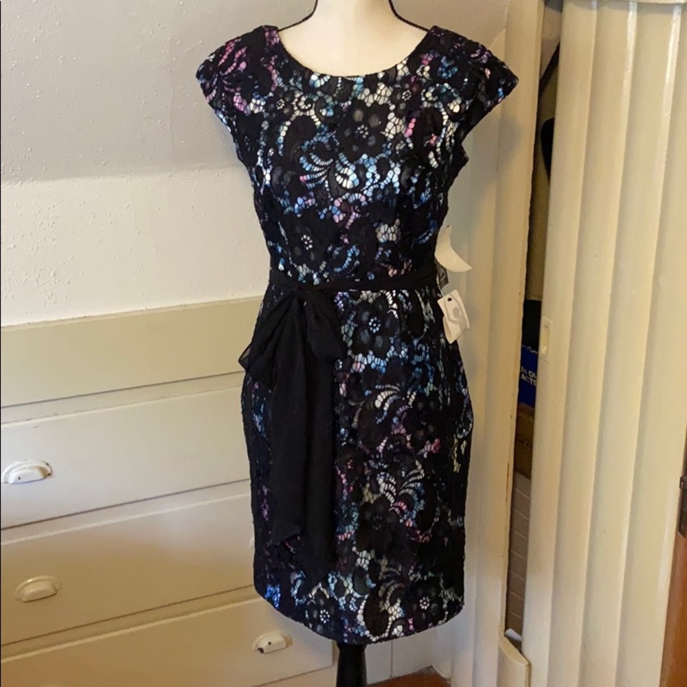 Gorgeous cocktail dress with lace overlay.  SZ 6P